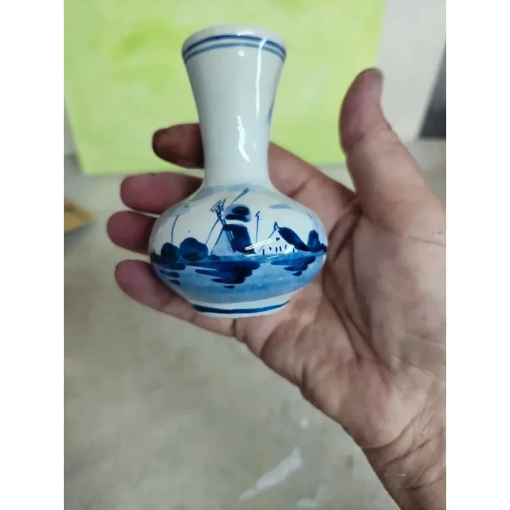 Delft bud vase Holland Windmill